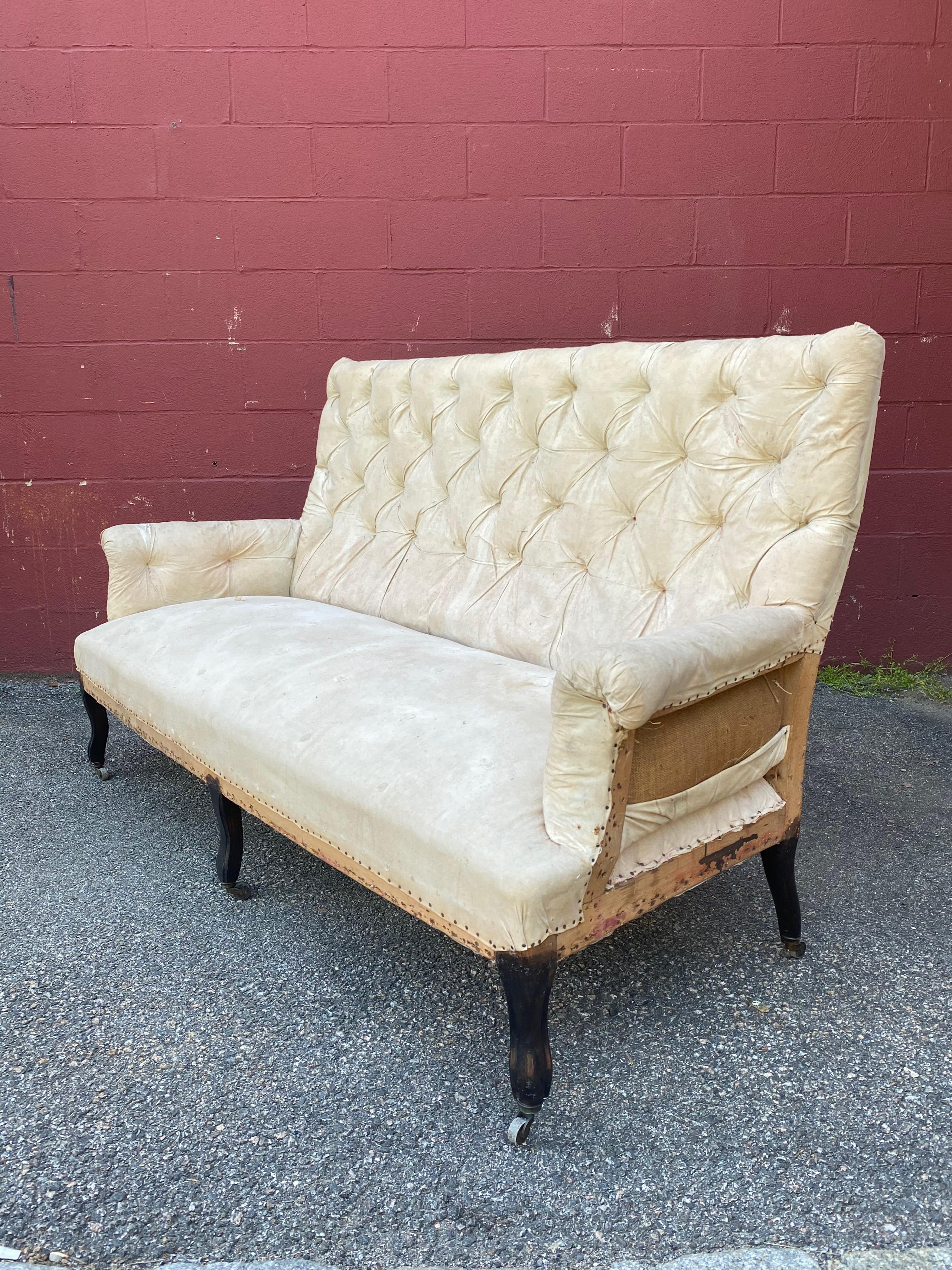 Large French 19th C Napoleon III Tufted Sofa For Sale 1