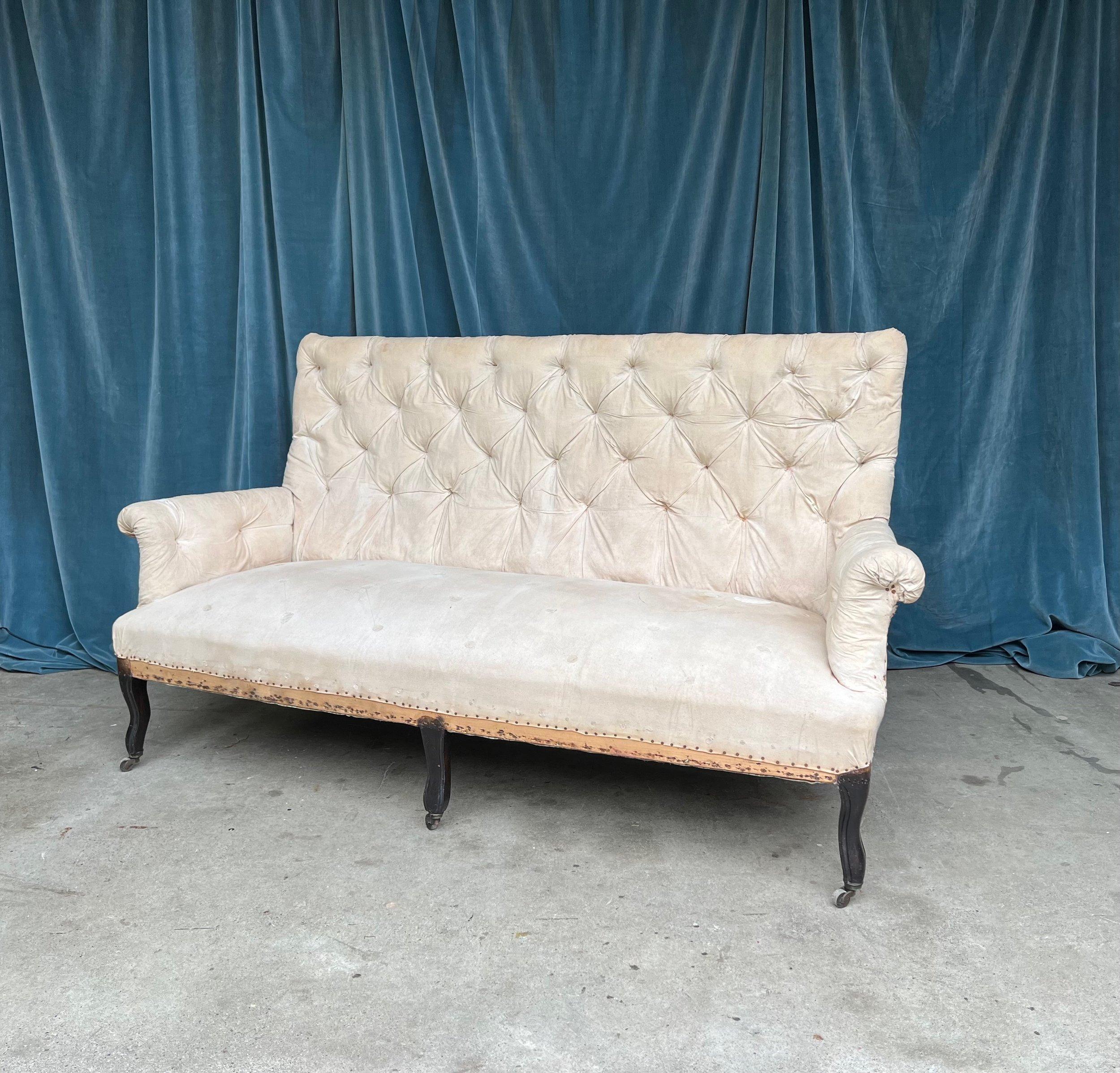 Large French 19th C Napoleon III Tufted Sofa For Sale 2