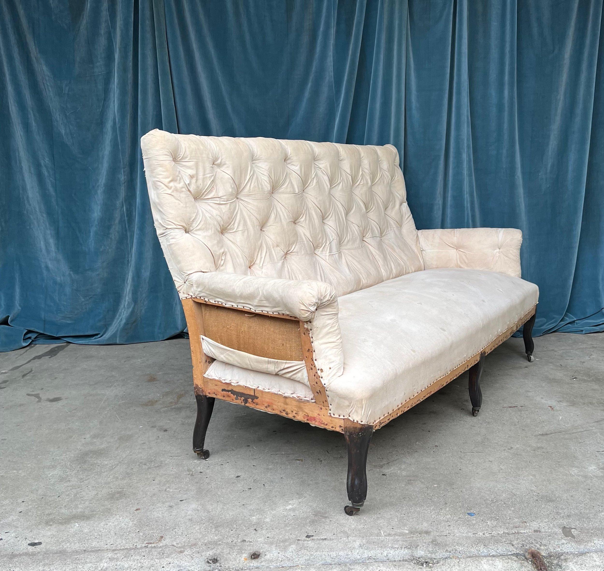 Large French 19th C Napoleon III Tufted Sofa For Sale 4