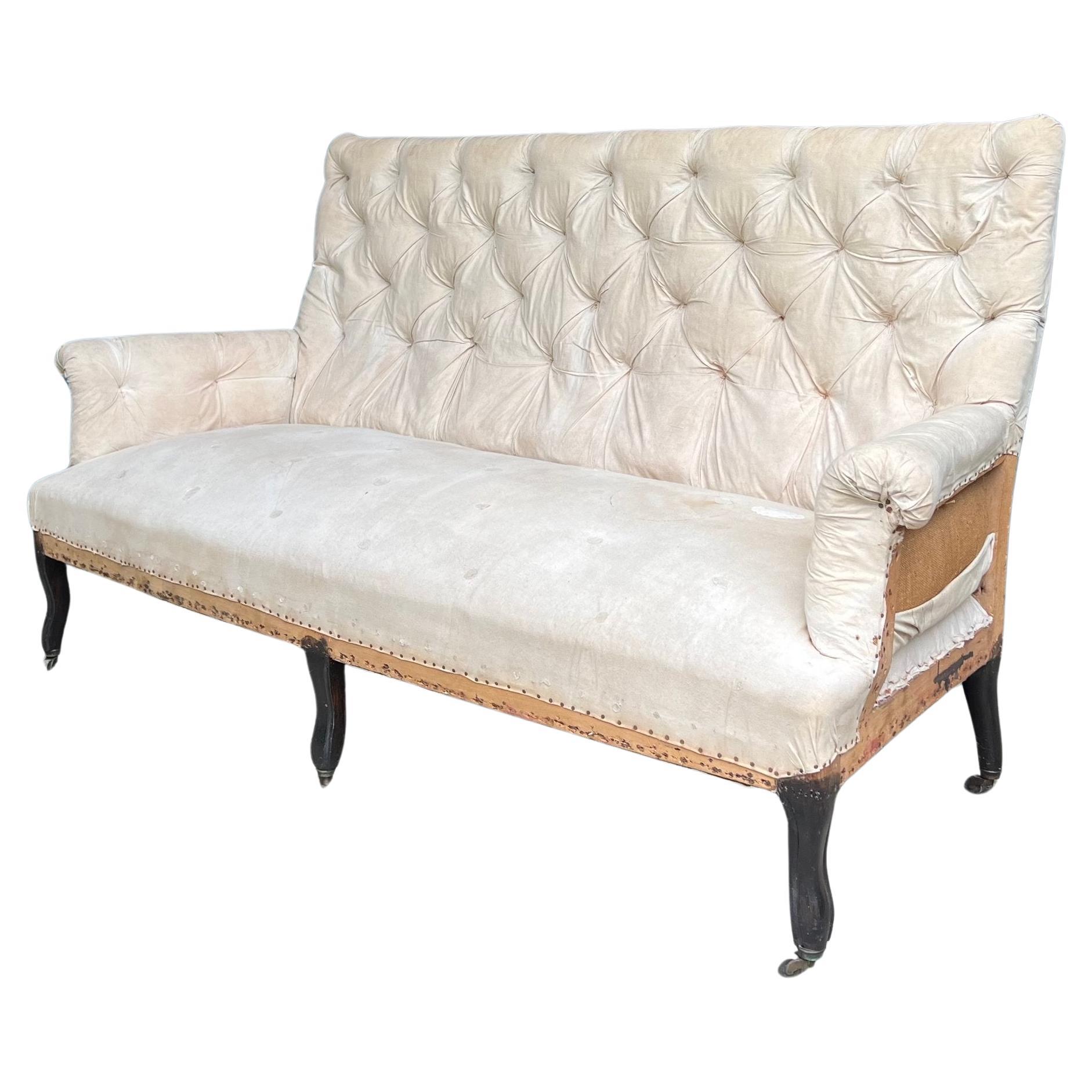 Large French 19th C Napoleon III Tufted Sofa