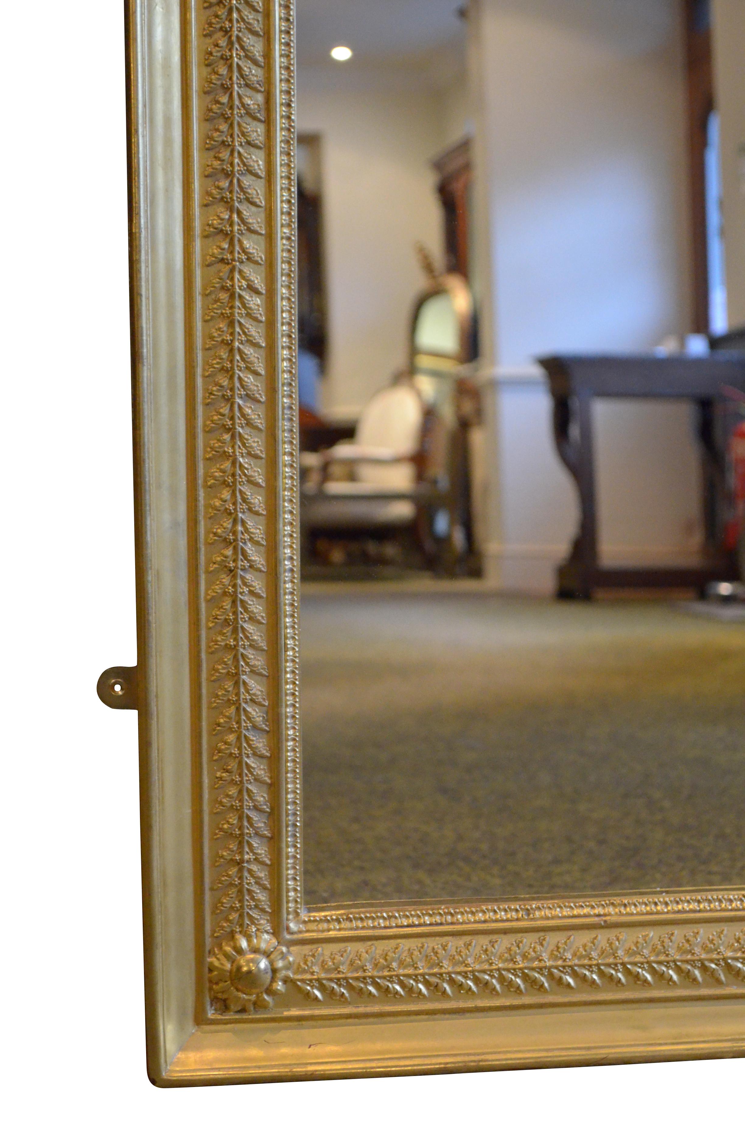 Große Französisch 19. Jahrhundert Antique Giltwood Wandspiegel H158cm im Zustand „Gut“ im Angebot in High Peak, GB