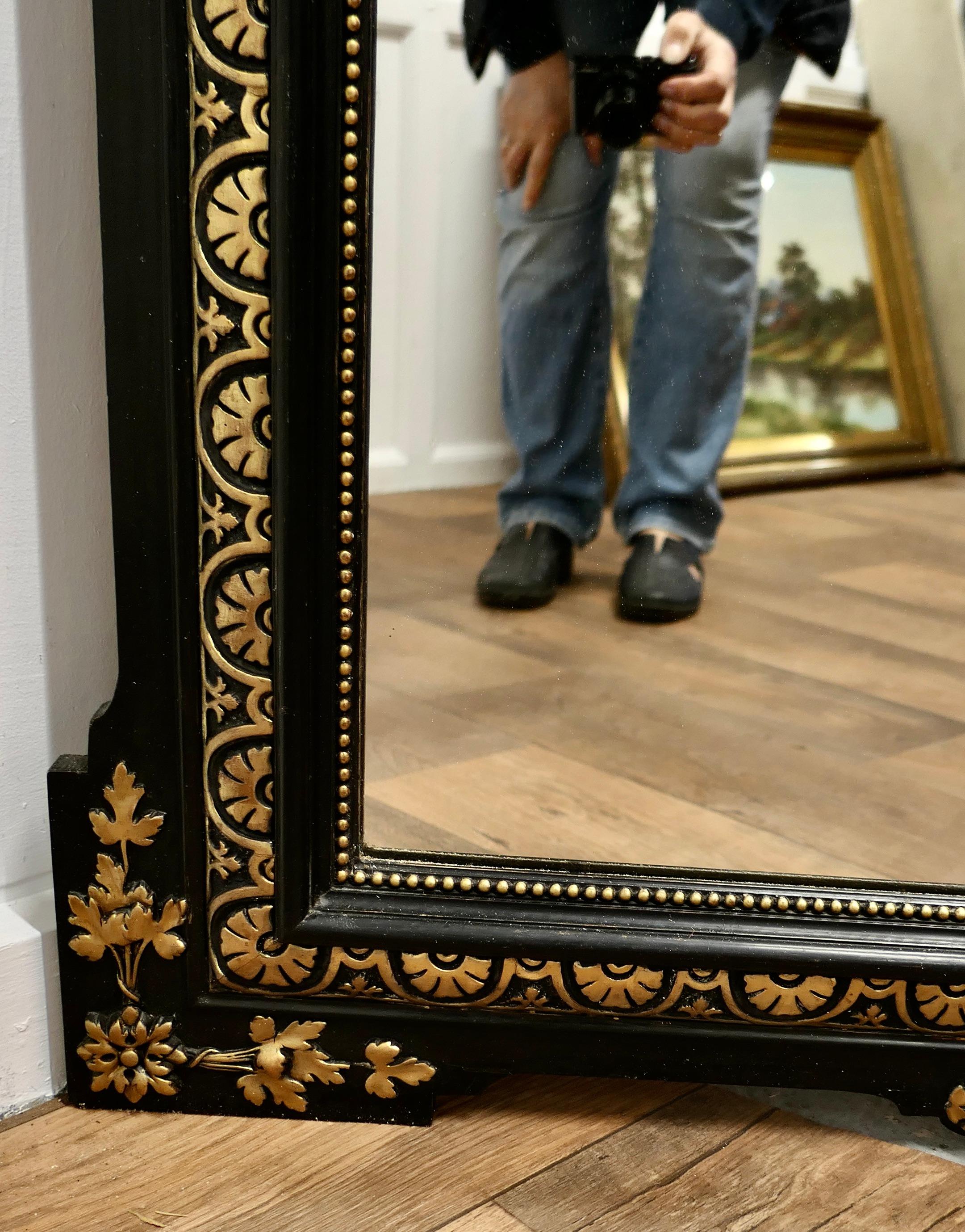 Late 19th Century Large French 19th Century Black and Detailed Gold Overmantel Mirror
