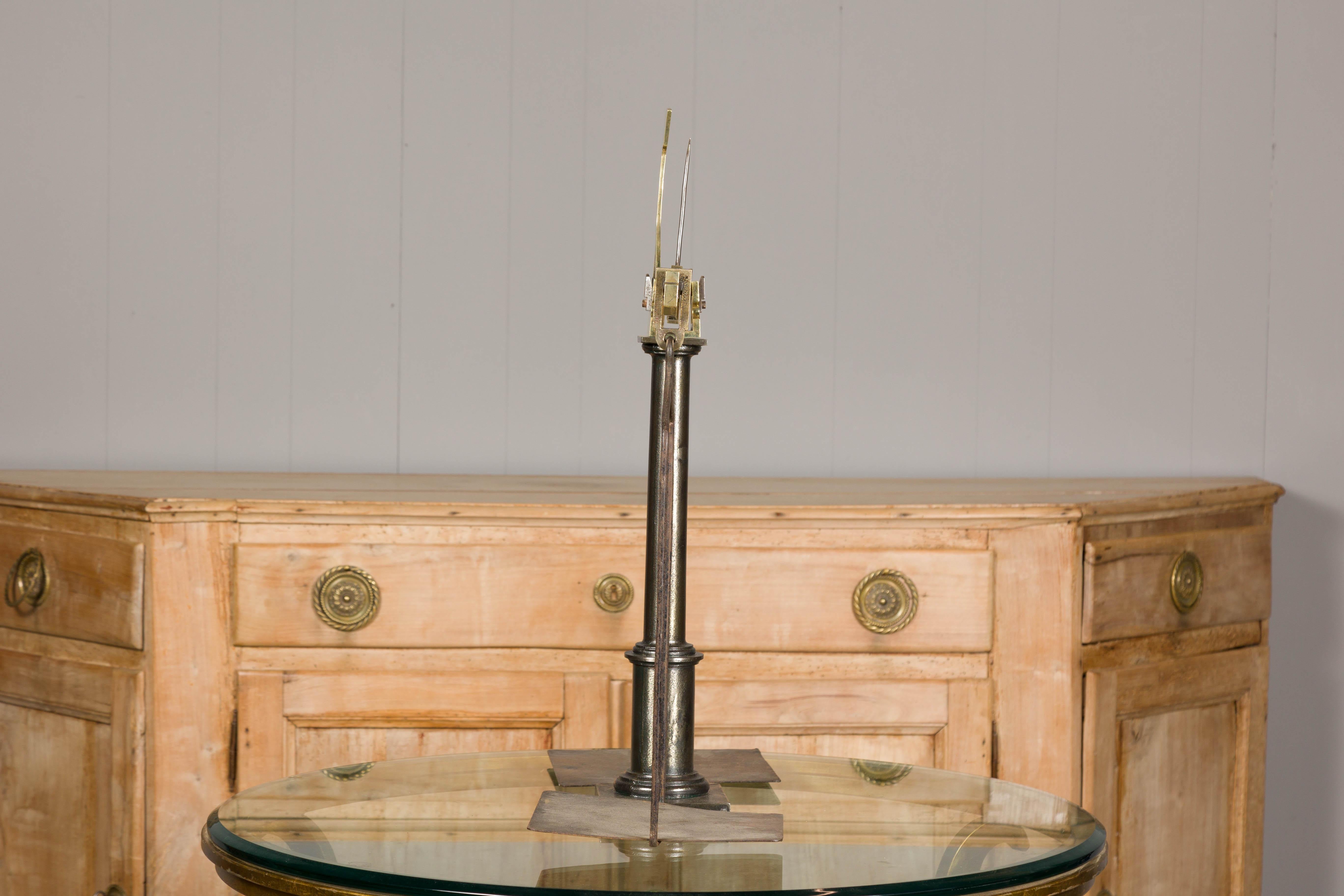 Large French 19th Century Brass and Steel Scale with Weighing Pans and Column For Sale 15