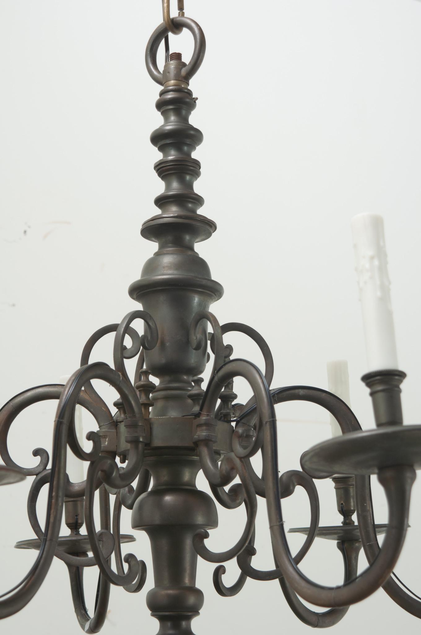 Large French 19th Century Brass Chandelier For Sale 1