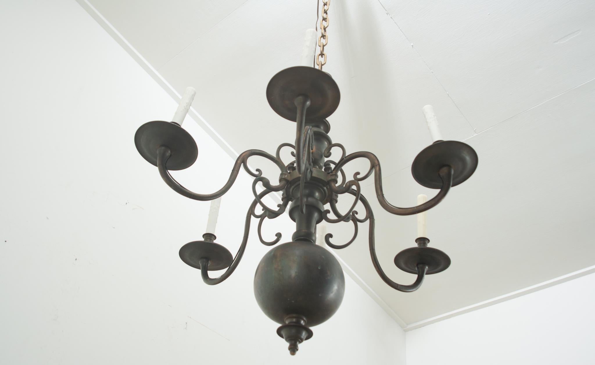 Large French 19th Century Brass Chandelier For Sale 3