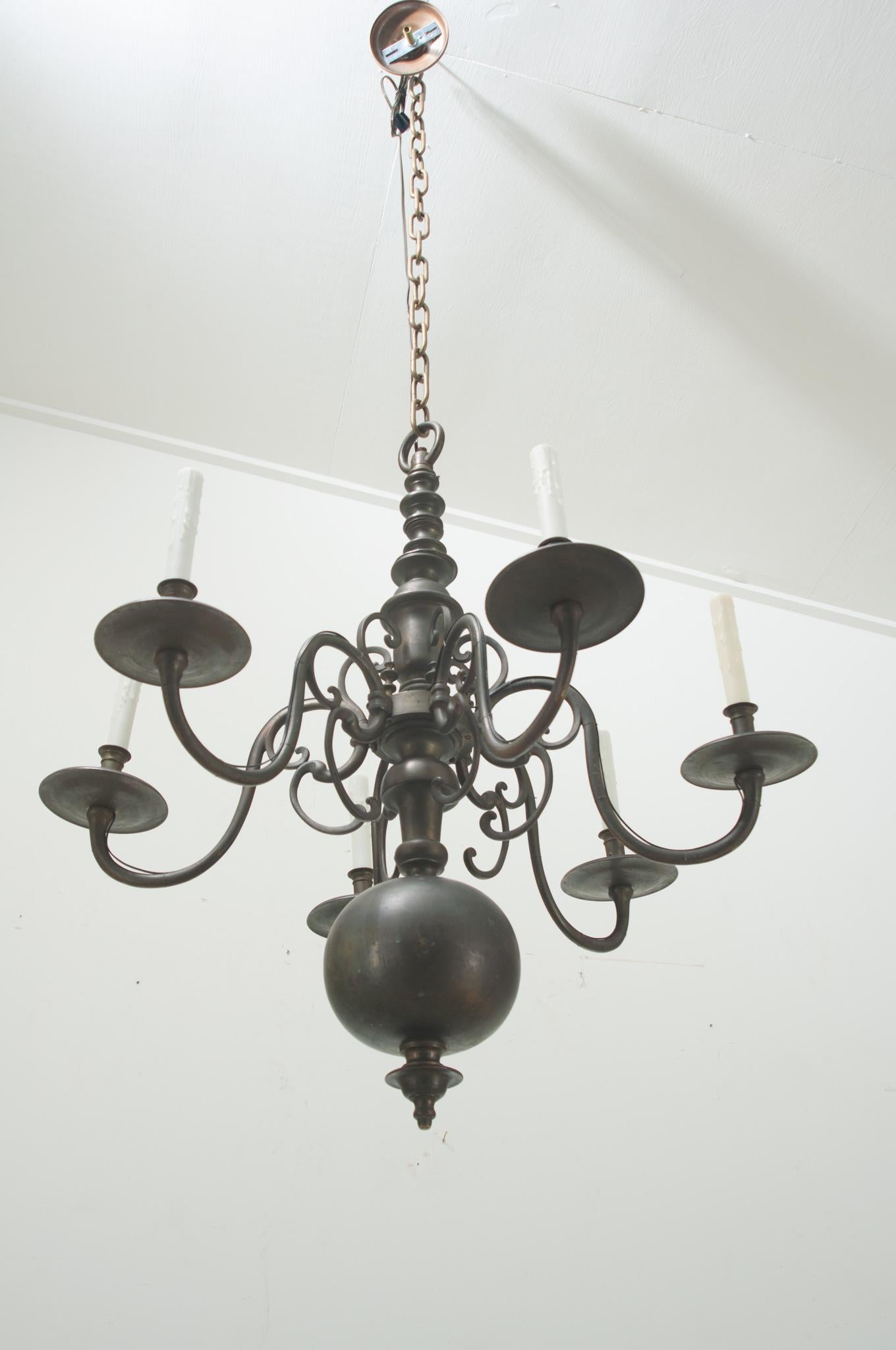 Large French 19th Century Brass Chandelier For Sale 4