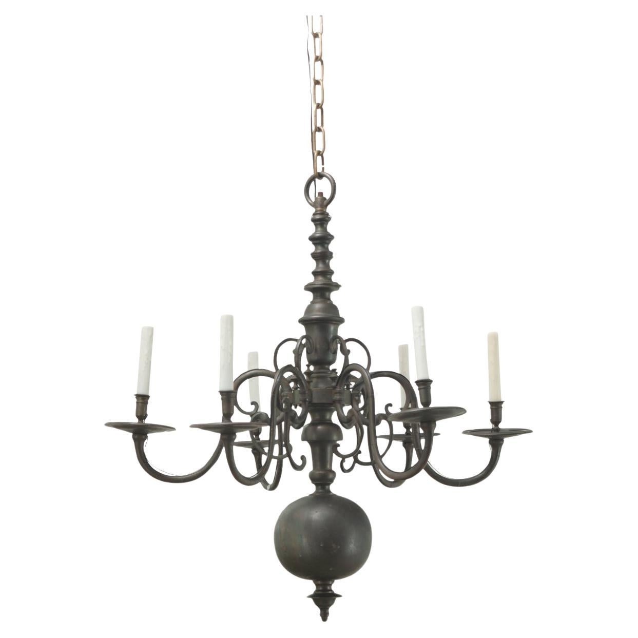 Large French 19th Century Brass Chandelier For Sale