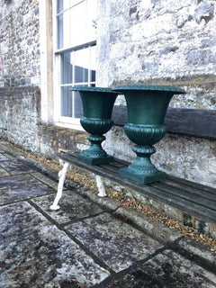 Large French 19th Century Cast Iron Campana Urns