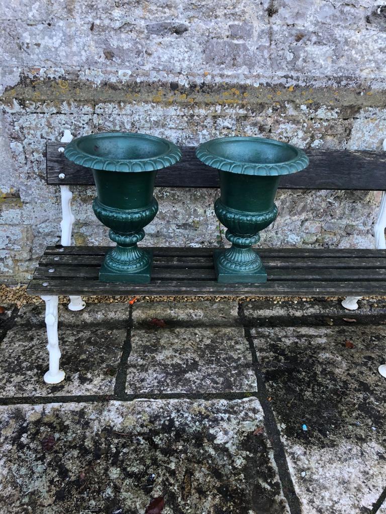 English Large French 19th Century Cast Iron Campana Urns For Sale