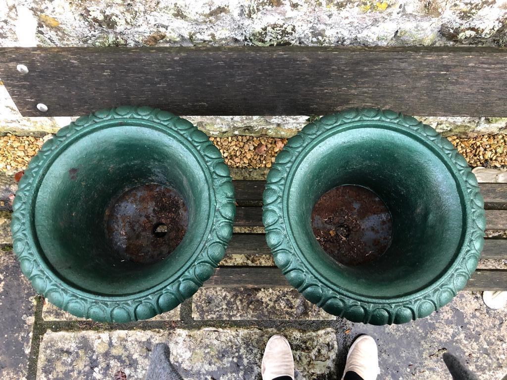 Large French 19th Century Cast Iron Campana Urns In Good Condition For Sale In London, GB