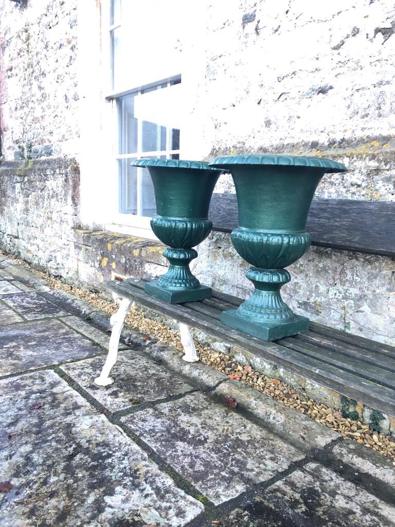 Large French 19th Century Cast Iron Campana Urns For Sale 4