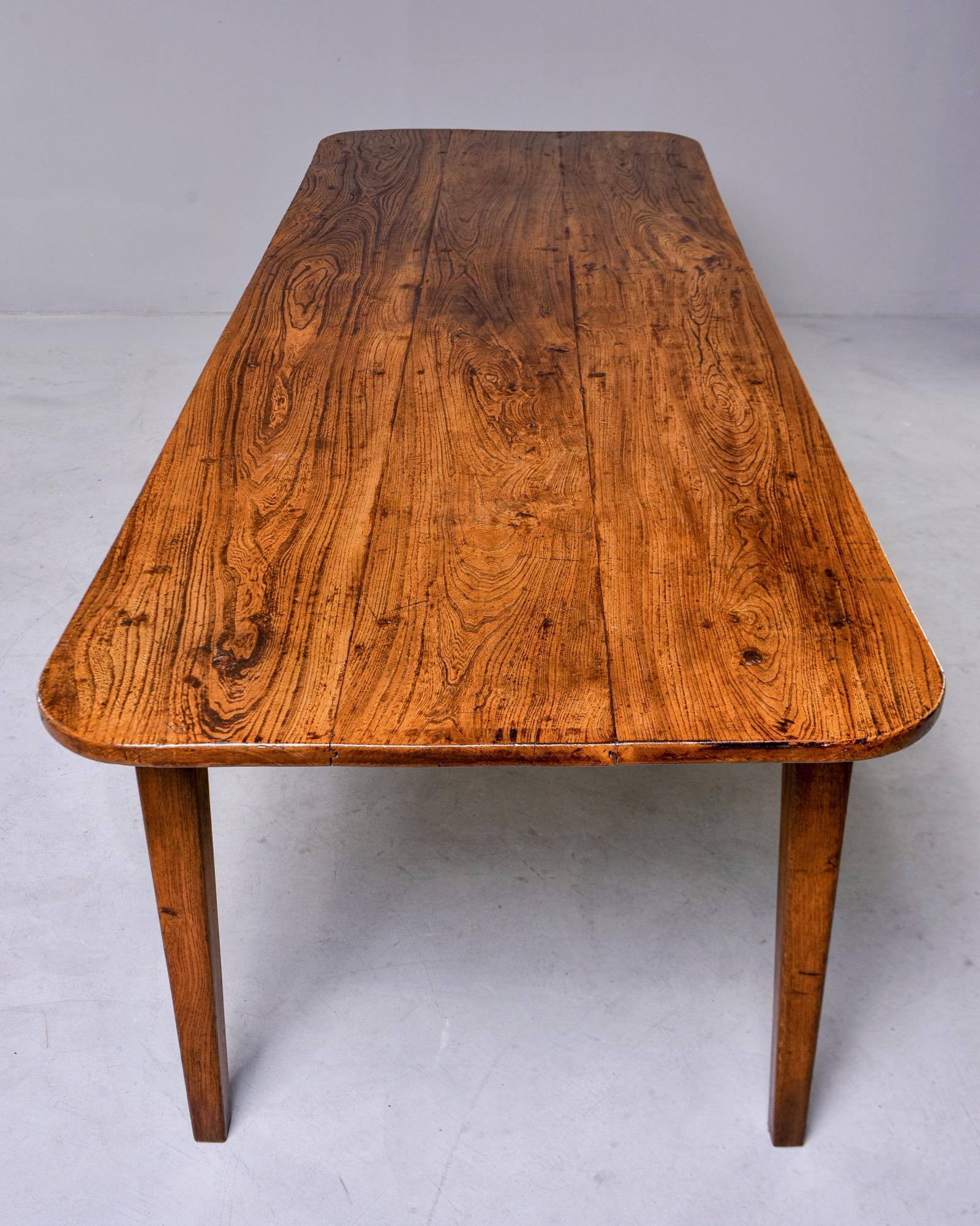 Brass Large French 19th Century Elm Dining Table