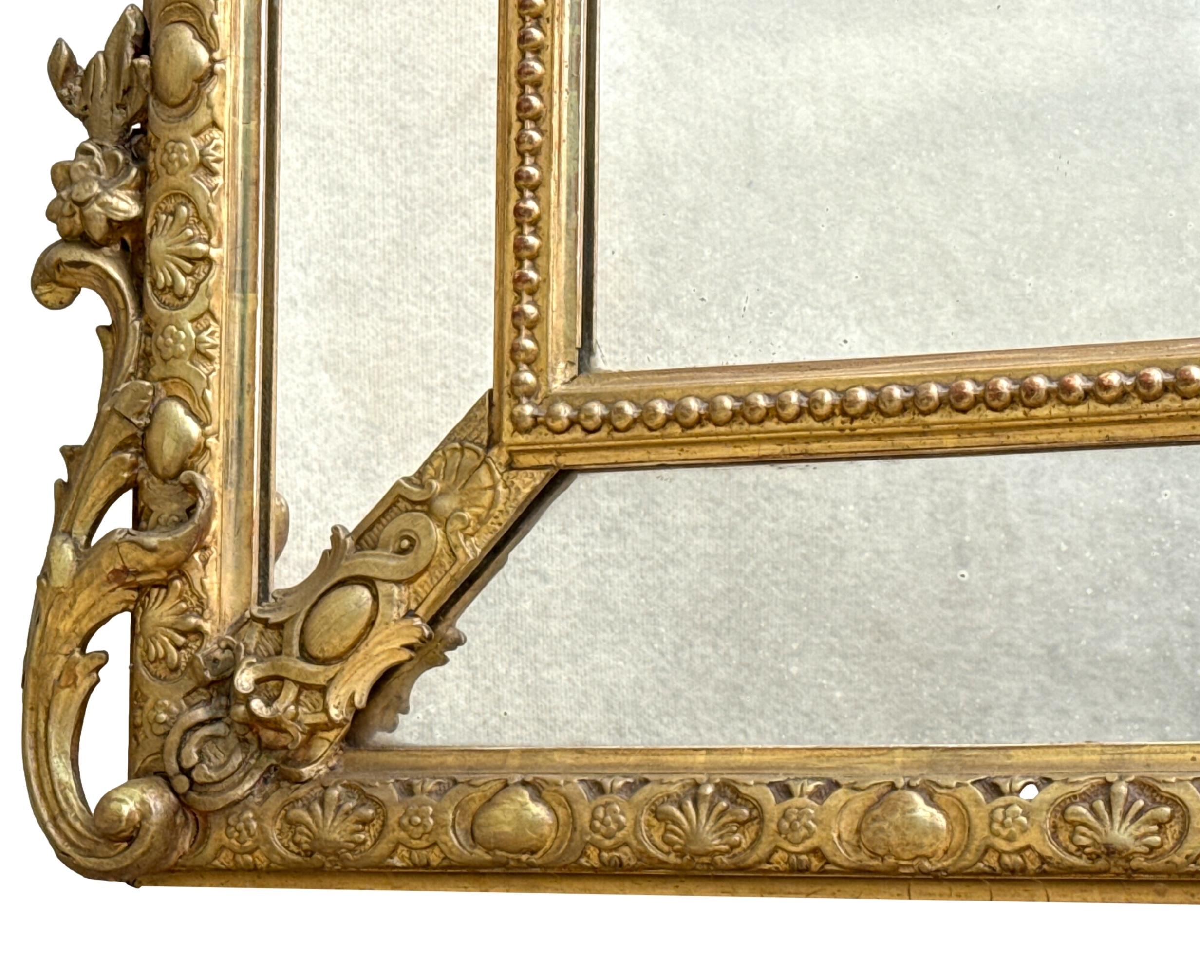 Grand miroir à trumeau français du XIXe siècle à plaque marginale dorée en vente 3