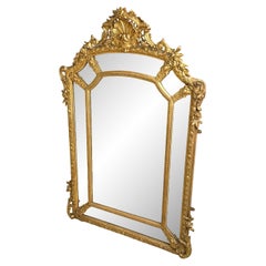 Large French 19th Century Gilt Marginal Plate Overmantle Mirror