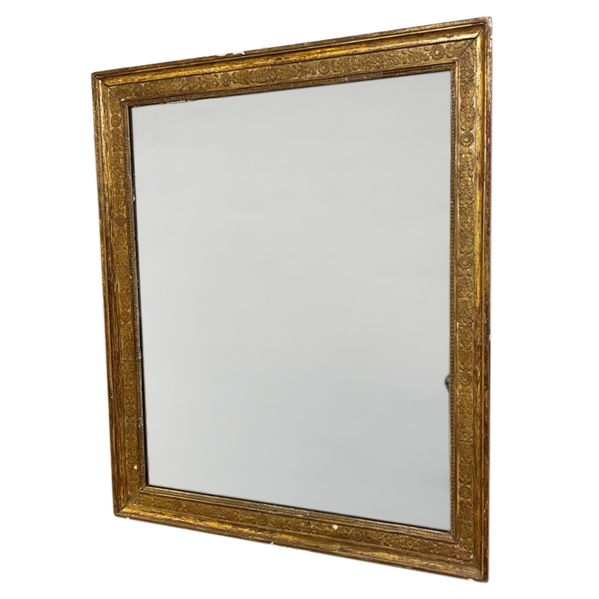Hand-Crafted Large French 19th Century Giltwood Wall Mirror With Acorn Detail For Sale