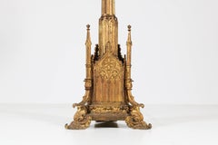 Large French 19th Century Gothic Revival Gilt Bronze Altar Candelabra