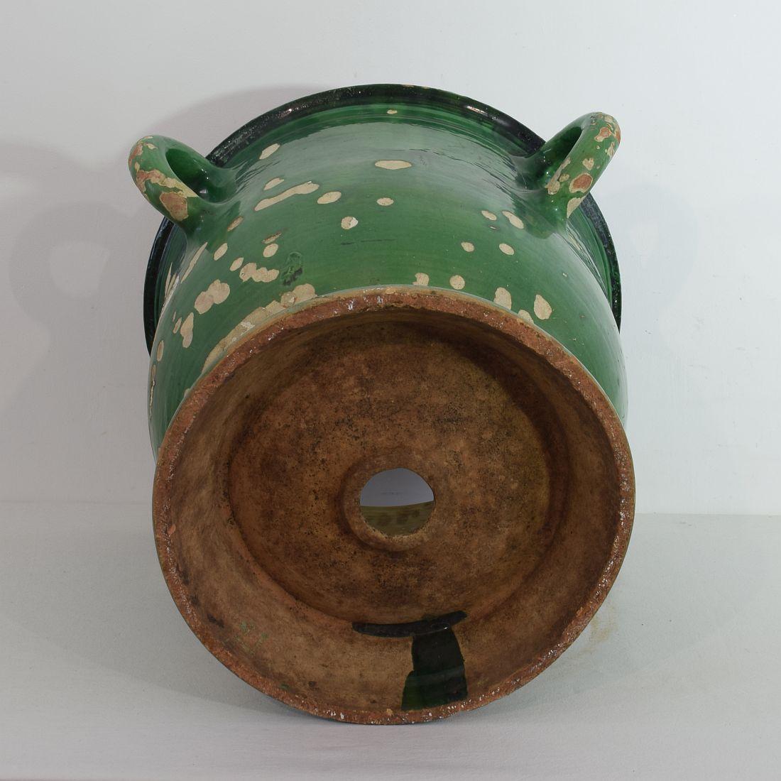 Large French 19th Century Green Glazed Earthenware Castelnaudary Planter 6