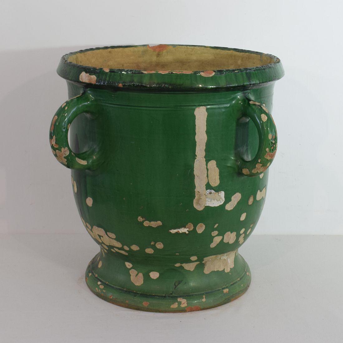 Large French 19th Century Green Glazed Earthenware Castelnaudary Planter 2