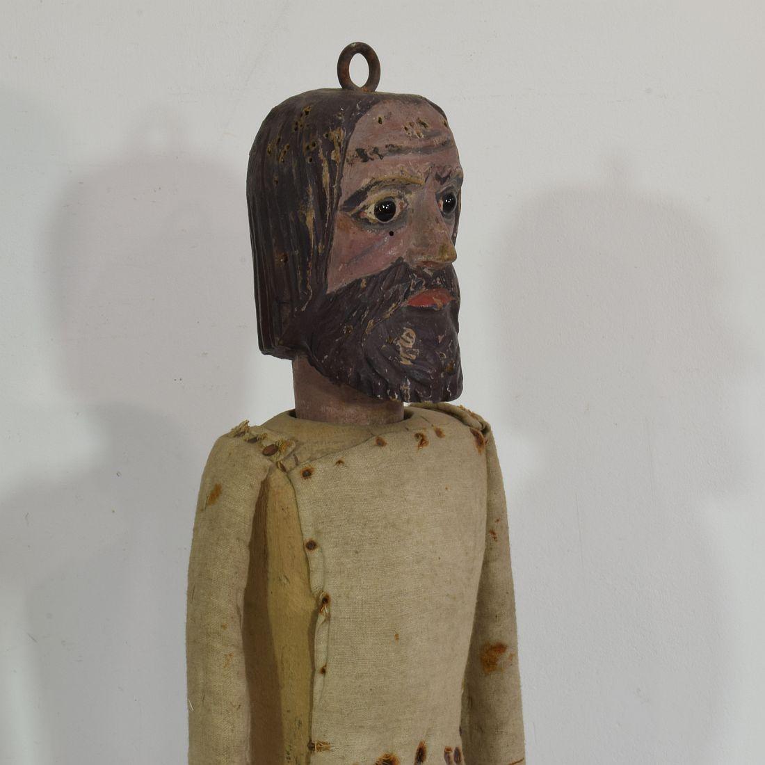 Large French 19th Century Hand Carved Wooden Fragment of a Marionette For Sale 2