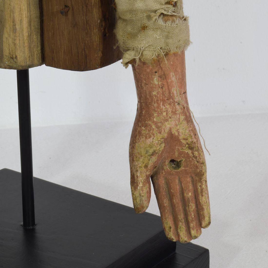 Large French 19th Century Hand Carved Wooden Fragment of a Marionette For Sale 8