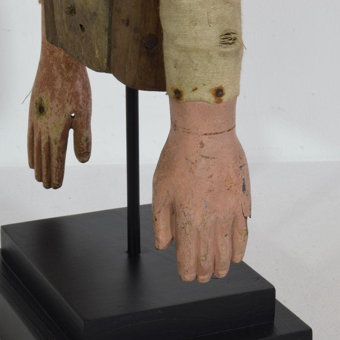 Large French 19th Century Hand Carved Wooden Fragment of a Marionette 9