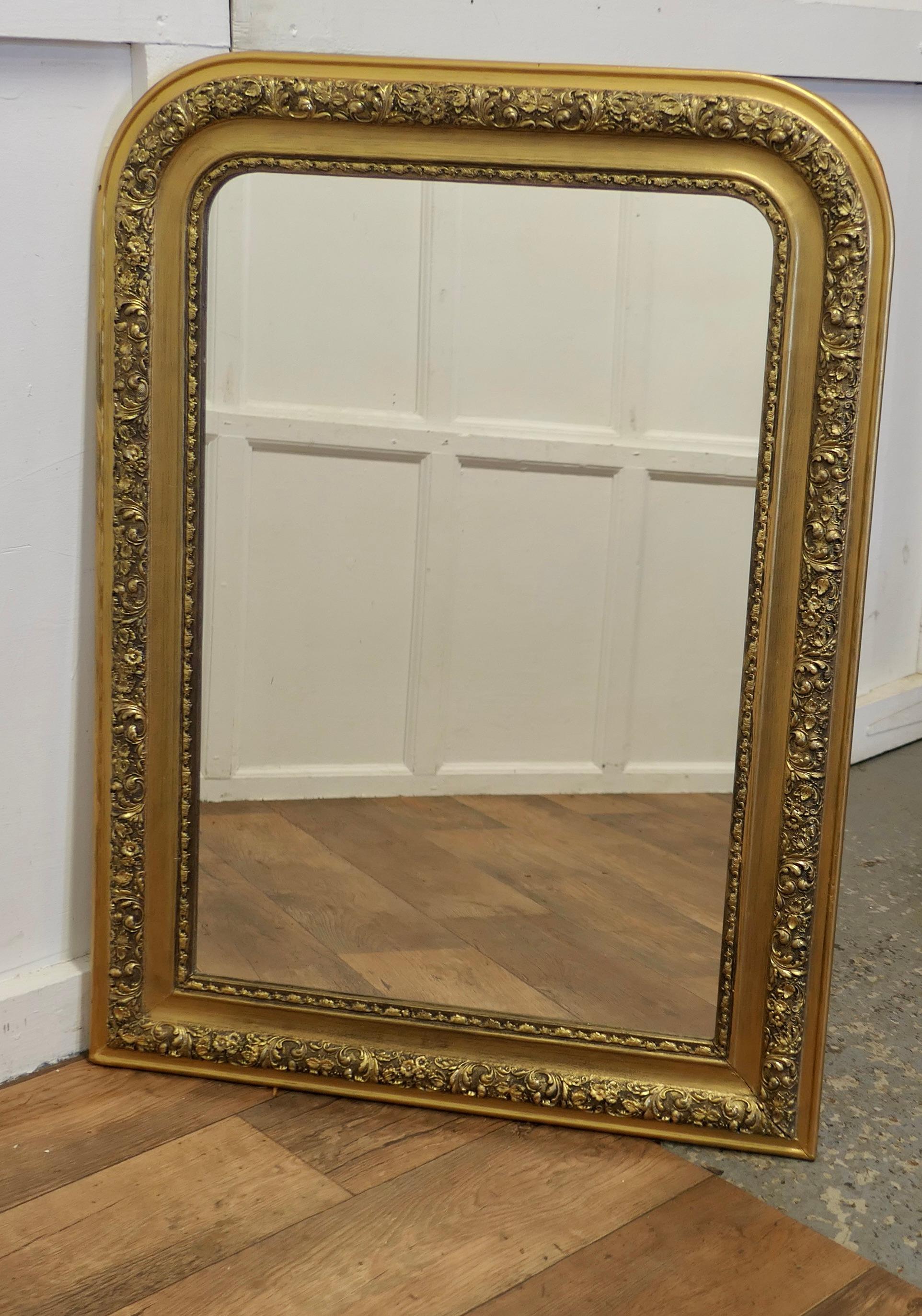 Giltwood Large French 19th Century Louis Philippe Gold Mirror    For Sale