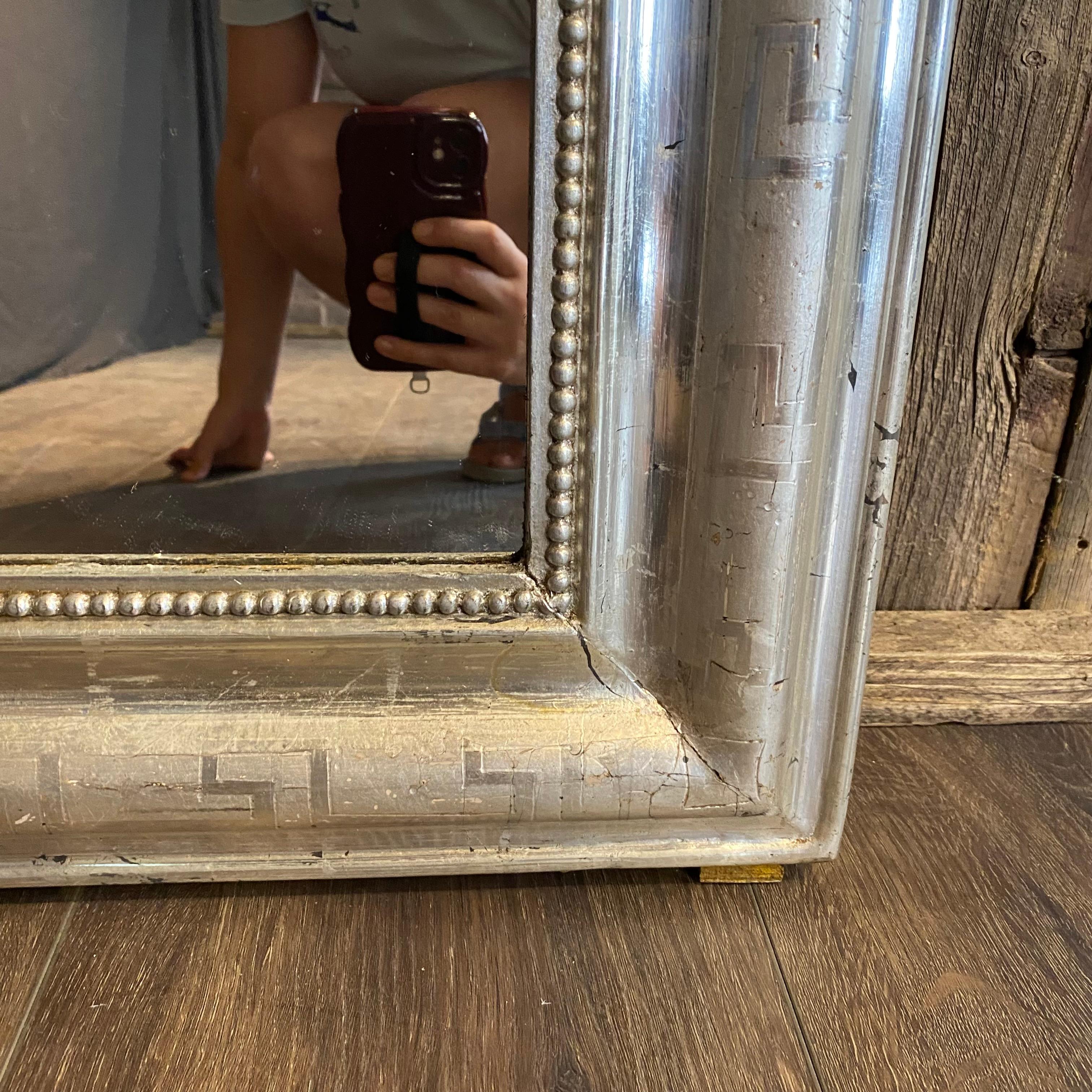 Large French 19th Century Louis Philippe Silver Gilt Mirror In Good Condition For Sale In Hopewell, NJ