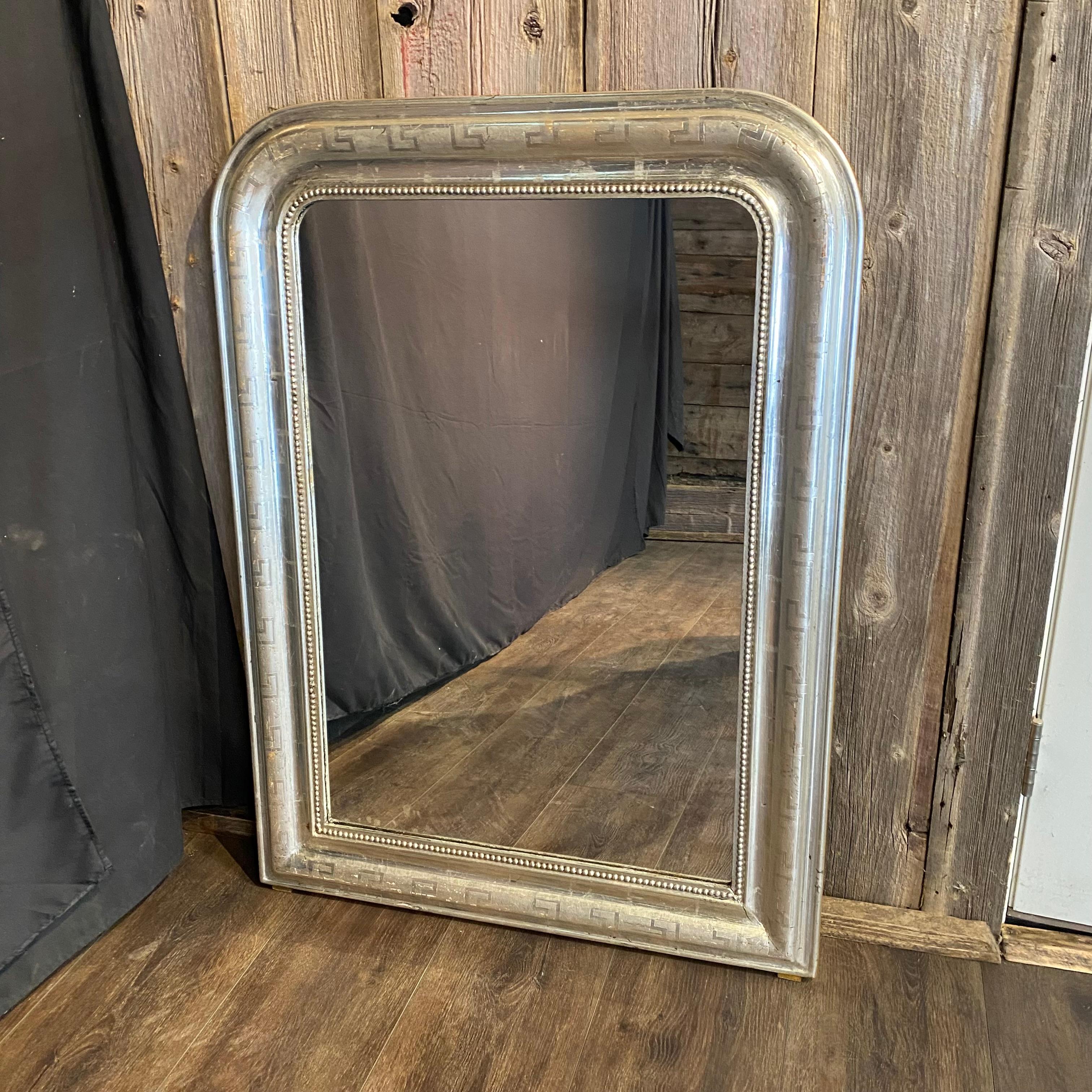 Large French 19th Century Louis Philippe Silver Gilt Mirror For Sale 3
