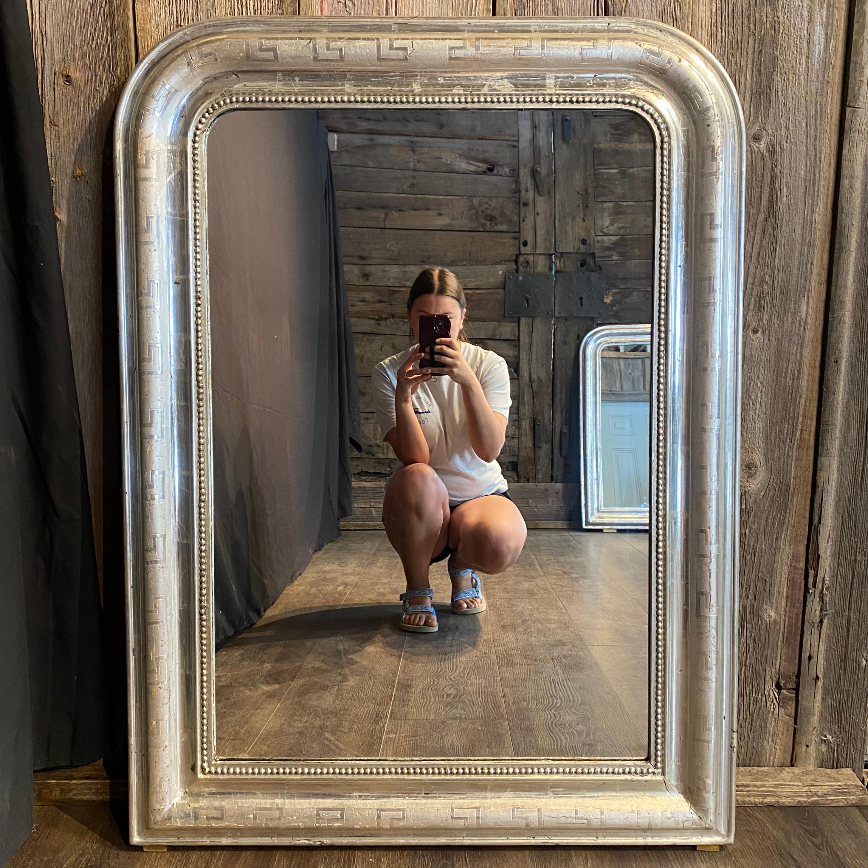 Large French 19th Century Louis Philippe Silver Gilt Mirror For Sale 5