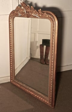 Large French 19th Century Louis Philippe Wall Mirror Decorated with Vines