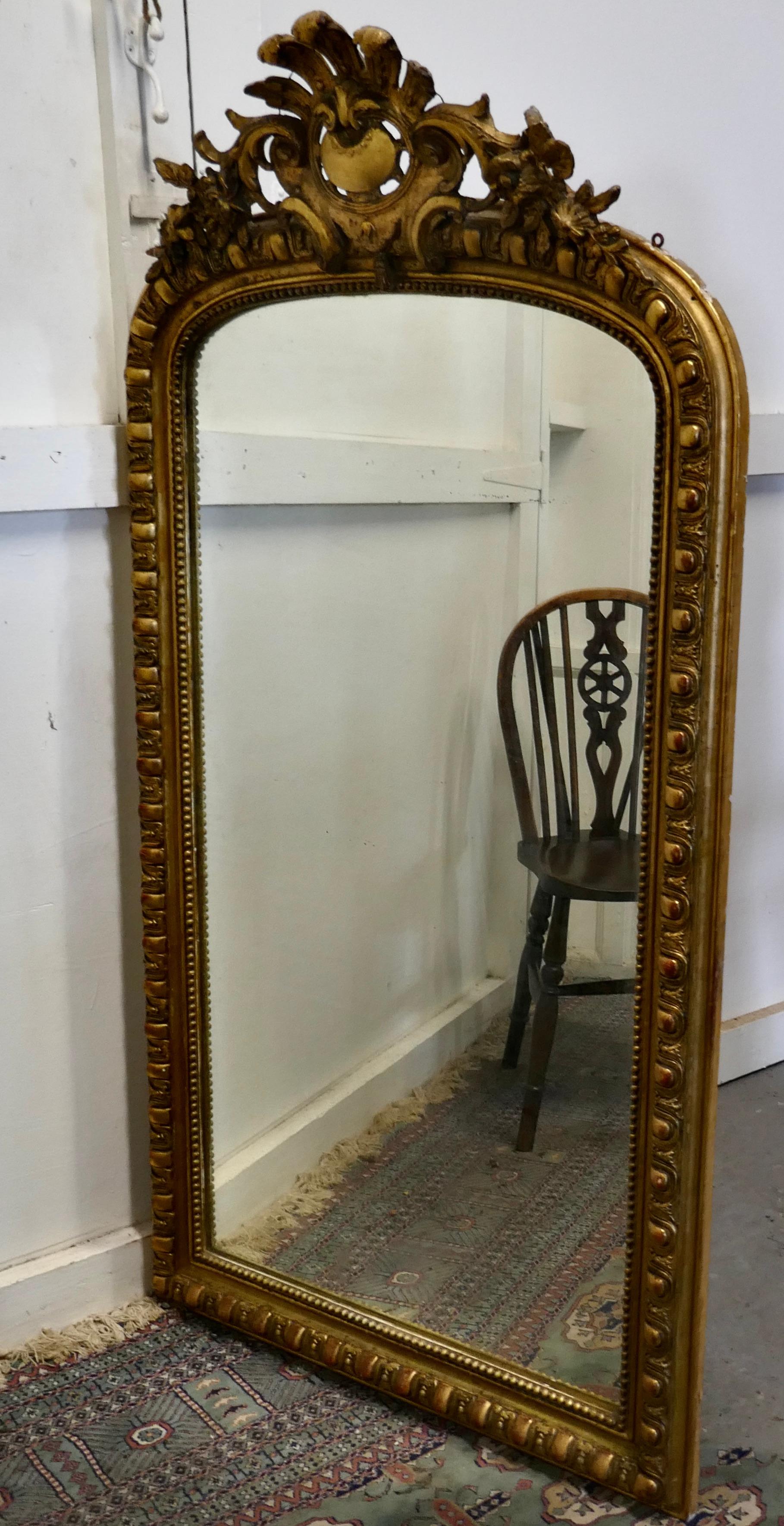 French Provincial Large French 19th Century Louis Philippe Wall Mirror      For Sale