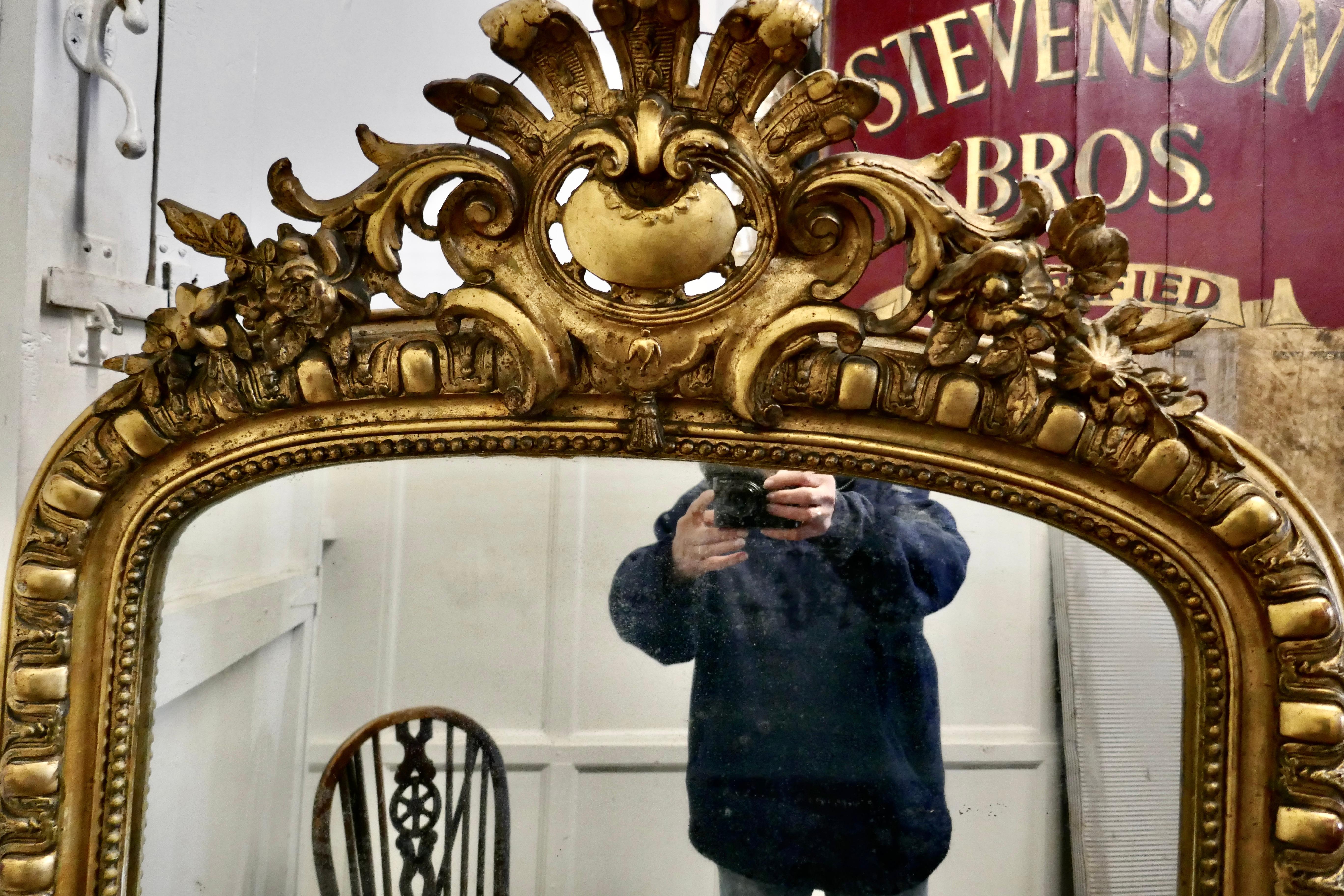 Large French 19th Century Louis Philippe Wall Mirror      In Good Condition For Sale In Chillerton, Isle of Wight