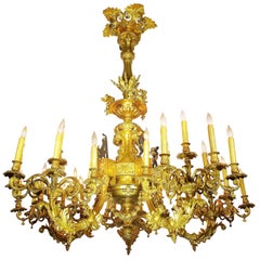 Large French 19th Century Louis XV Style Ormolu Chandelier with Playful Children