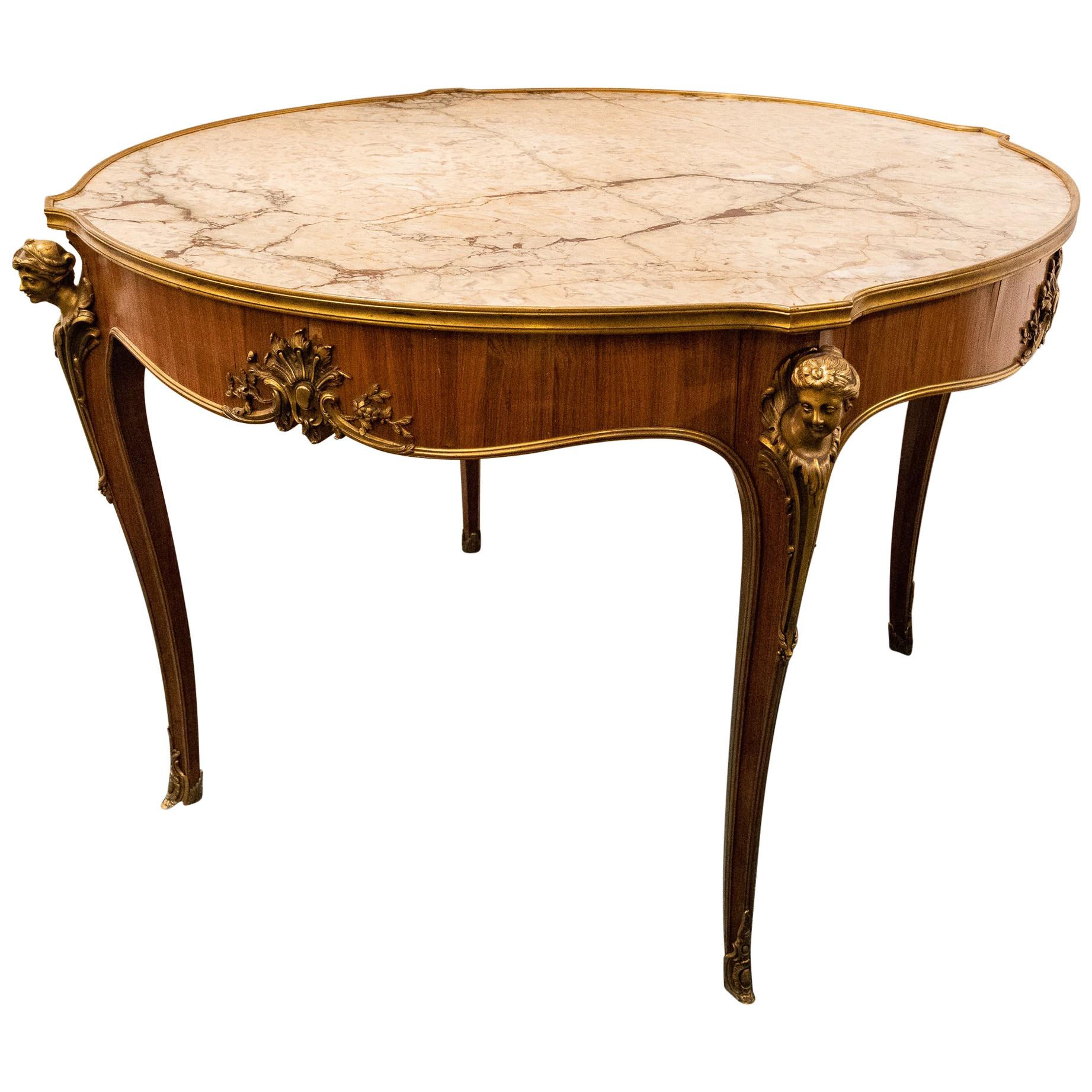 Large French 19th Century Louis XVI Style Marble Top Centre Table