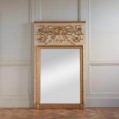 Large French 19th Century LXVI Style Gilt Wood Trumeau Mirror
