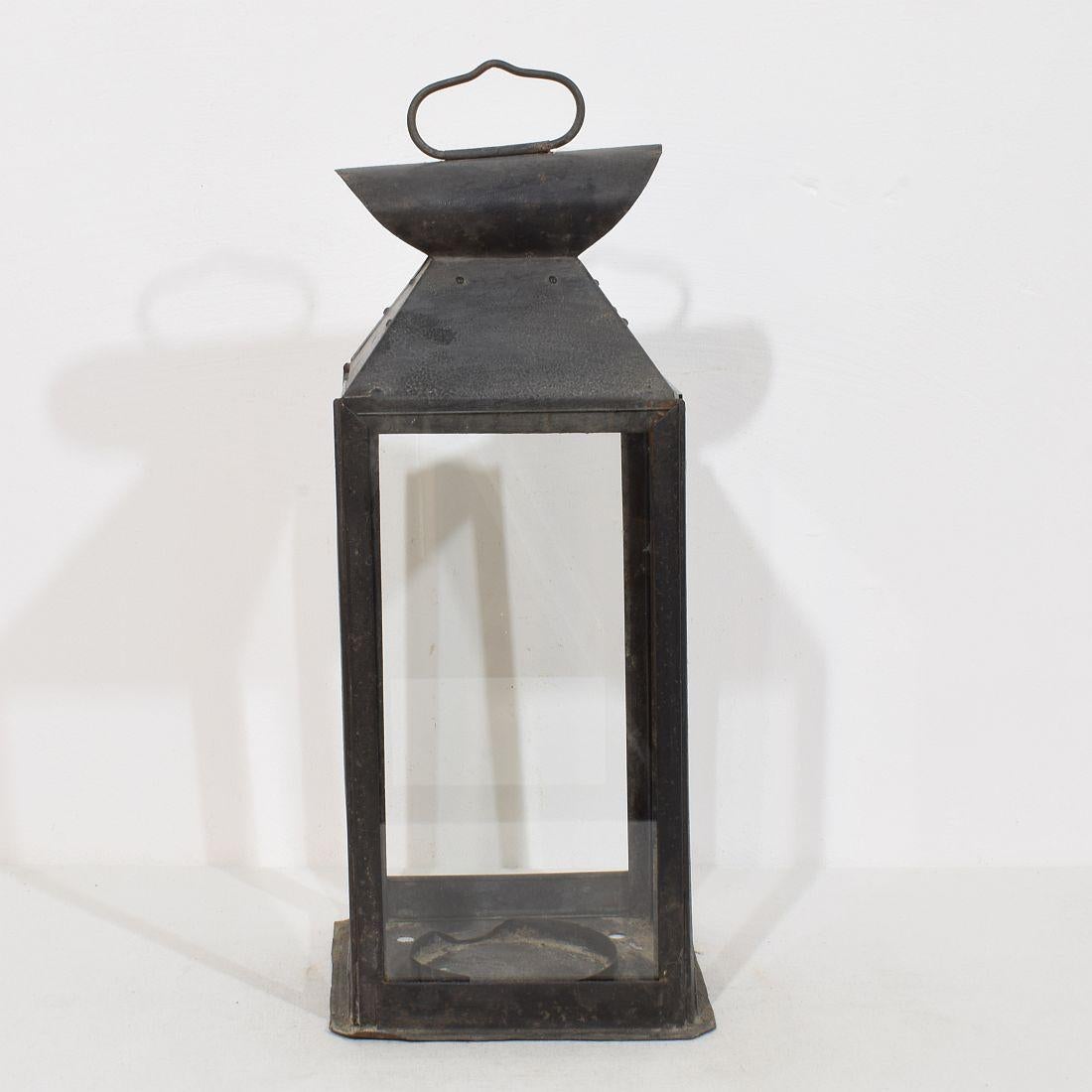 French Provincial Large French, 19th Century Metal Lantern For Sale