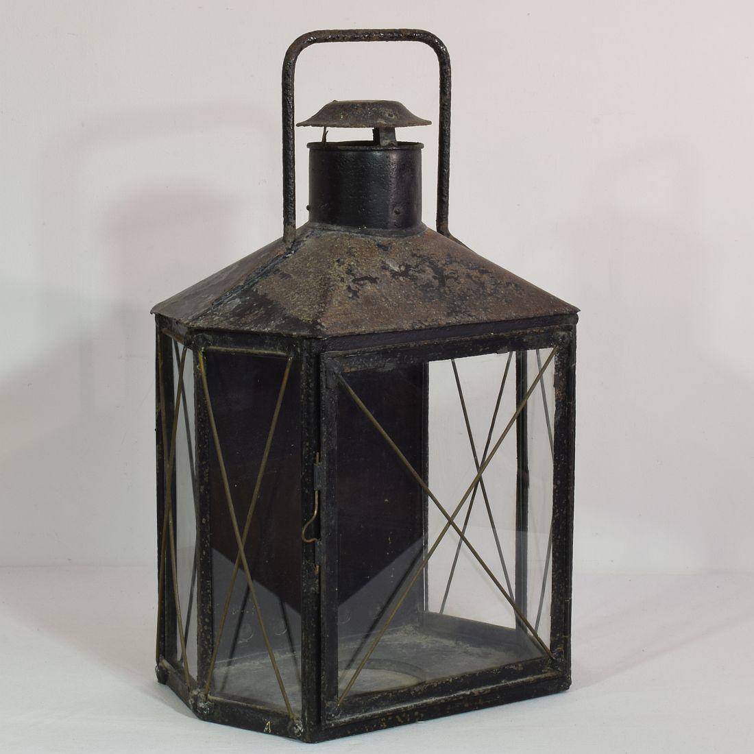 French Provincial Large French 19th Century Metal Lantern