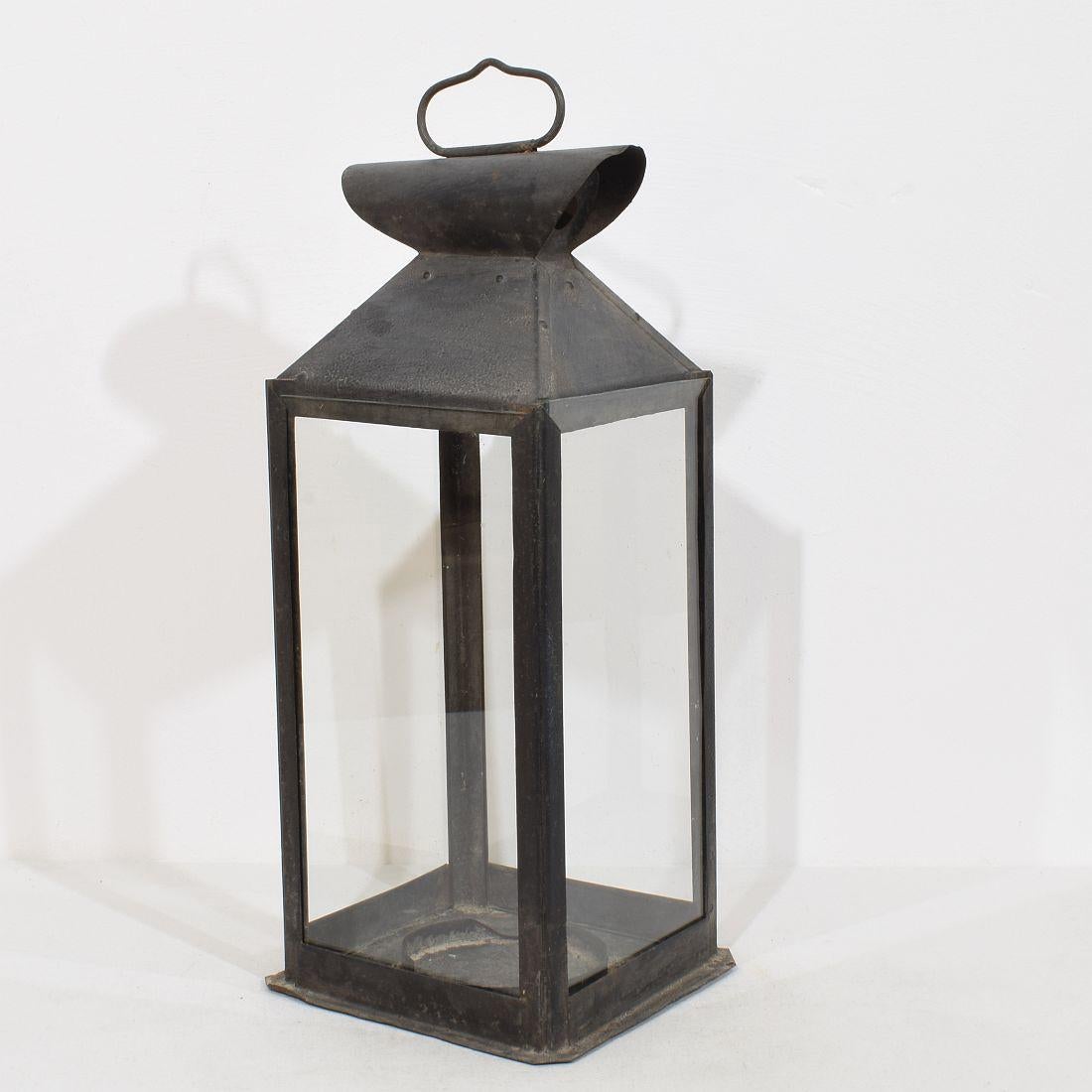 Français Grande lanterne française en métal du XIXe siècle en vente