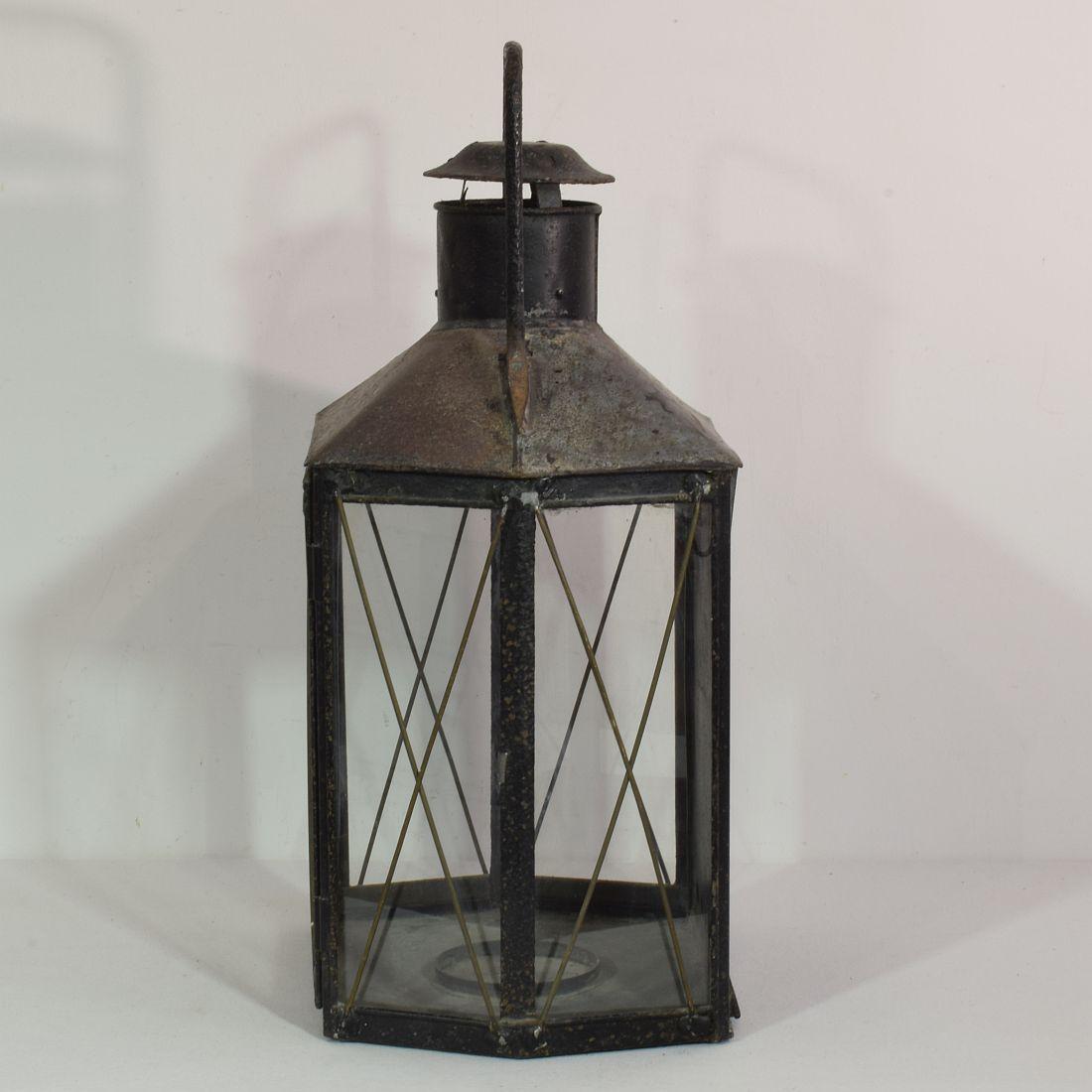Iron Large French 19th Century Metal Lantern