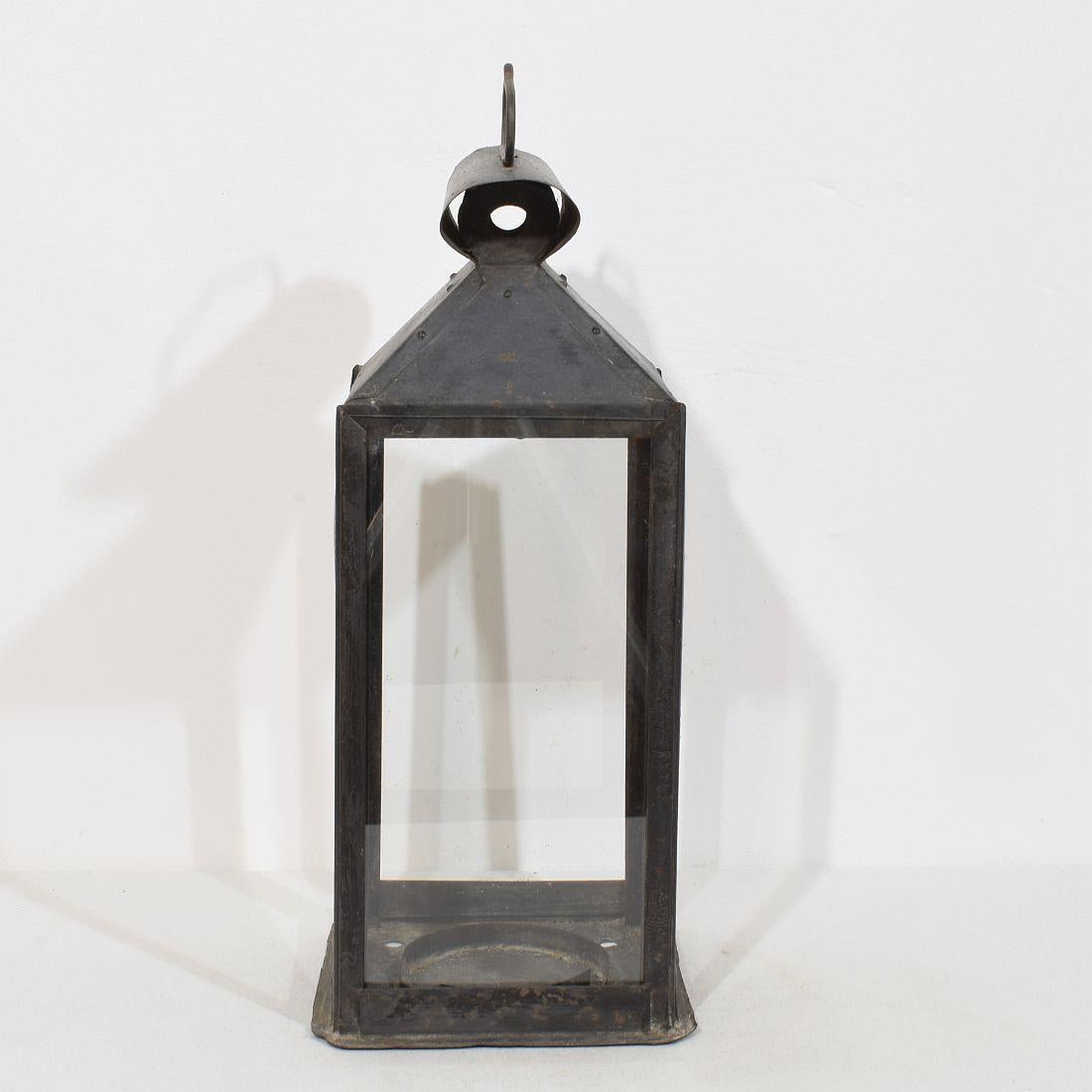 Verre Grande lanterne française en métal du XIXe siècle en vente