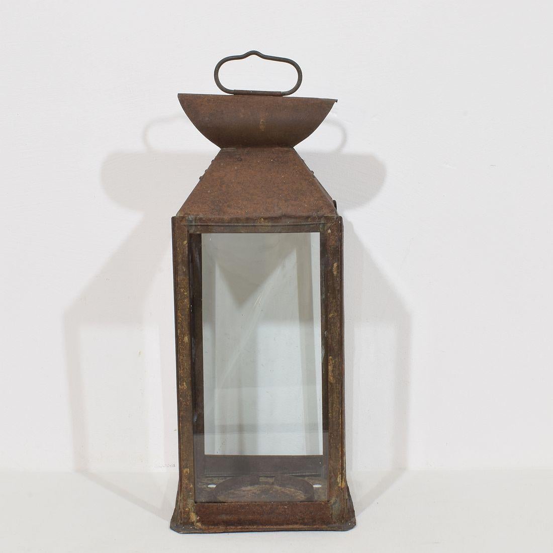 Verre Grande lanterne française en métal du XIXe siècle en vente