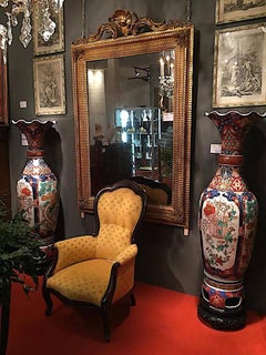 Large French 19th Century Mirror Carved Giltwood with Original Mercury Glass