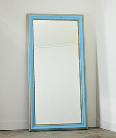 Large French 19th Century Mirror with Recent Blue Paint