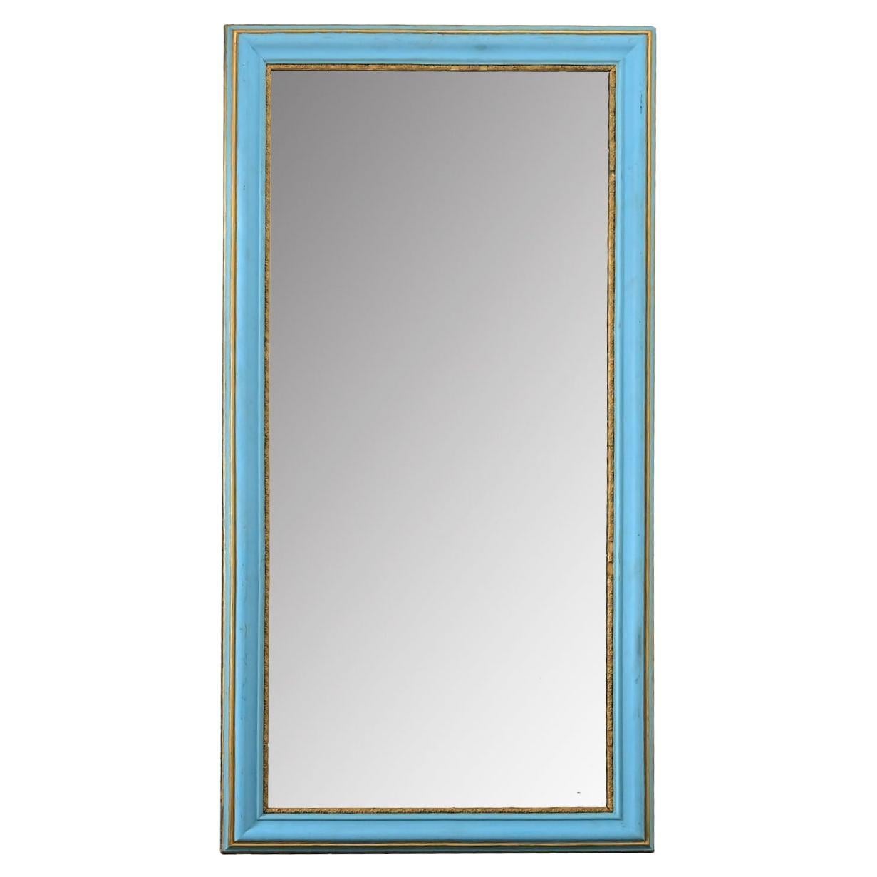 Grand miroir français du 19ème siècle avec peinture bleue récente