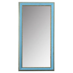 Antique Large French 19th Century Mirror with Recent Blue Paint