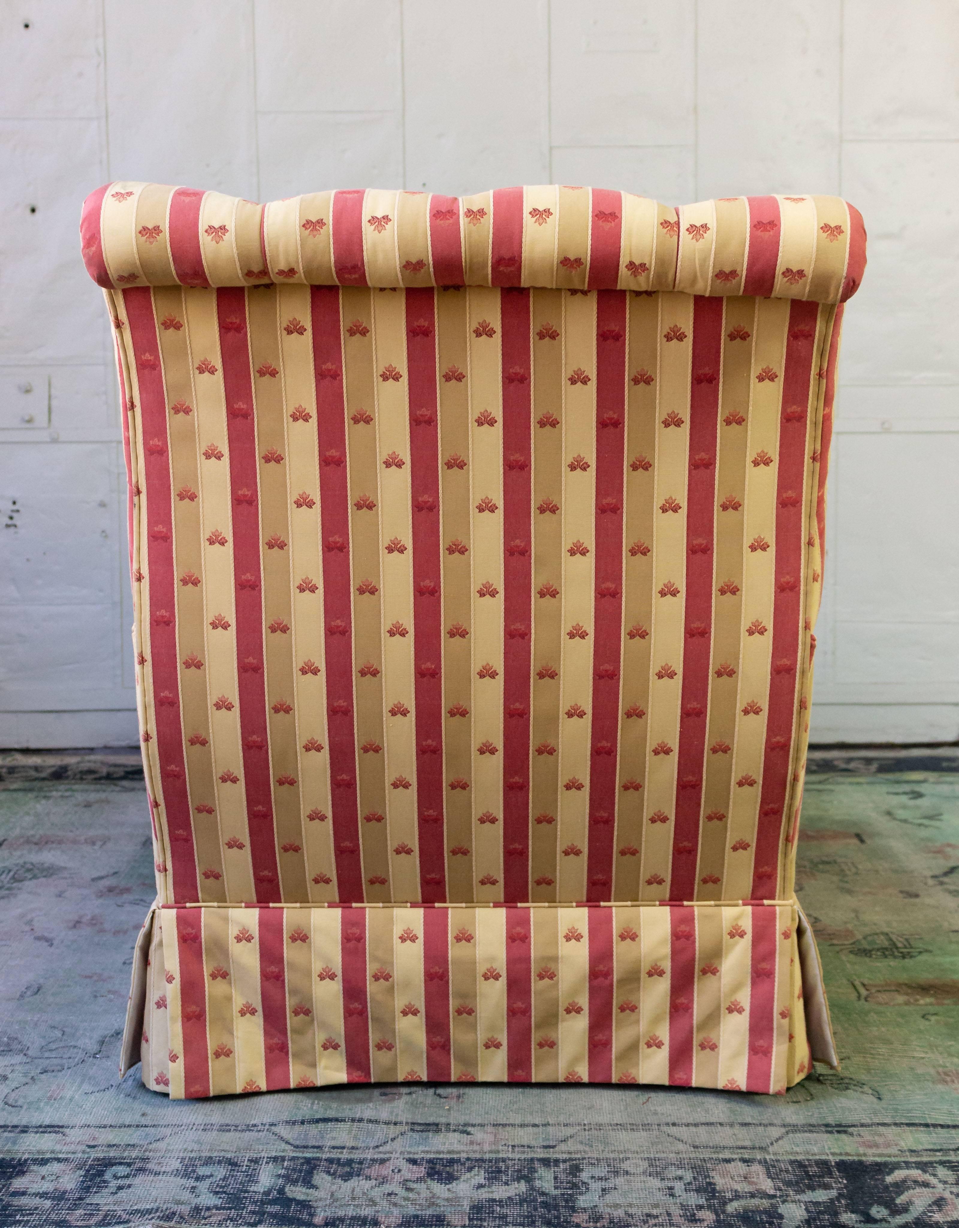 Large French 19th Century Napoleon III Chaise Longue in Striped Patterned Fabric 2