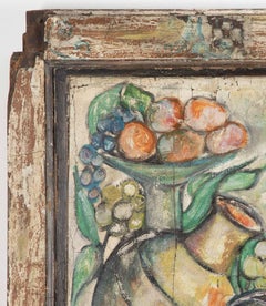 Large French 19th Century Painted Still Life on Armoire Door Panel