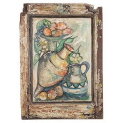 Large French 19th Century Painted Still Life on Armoire Door Panel