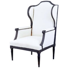 Large French 19th Century Painted Wingback Armchair