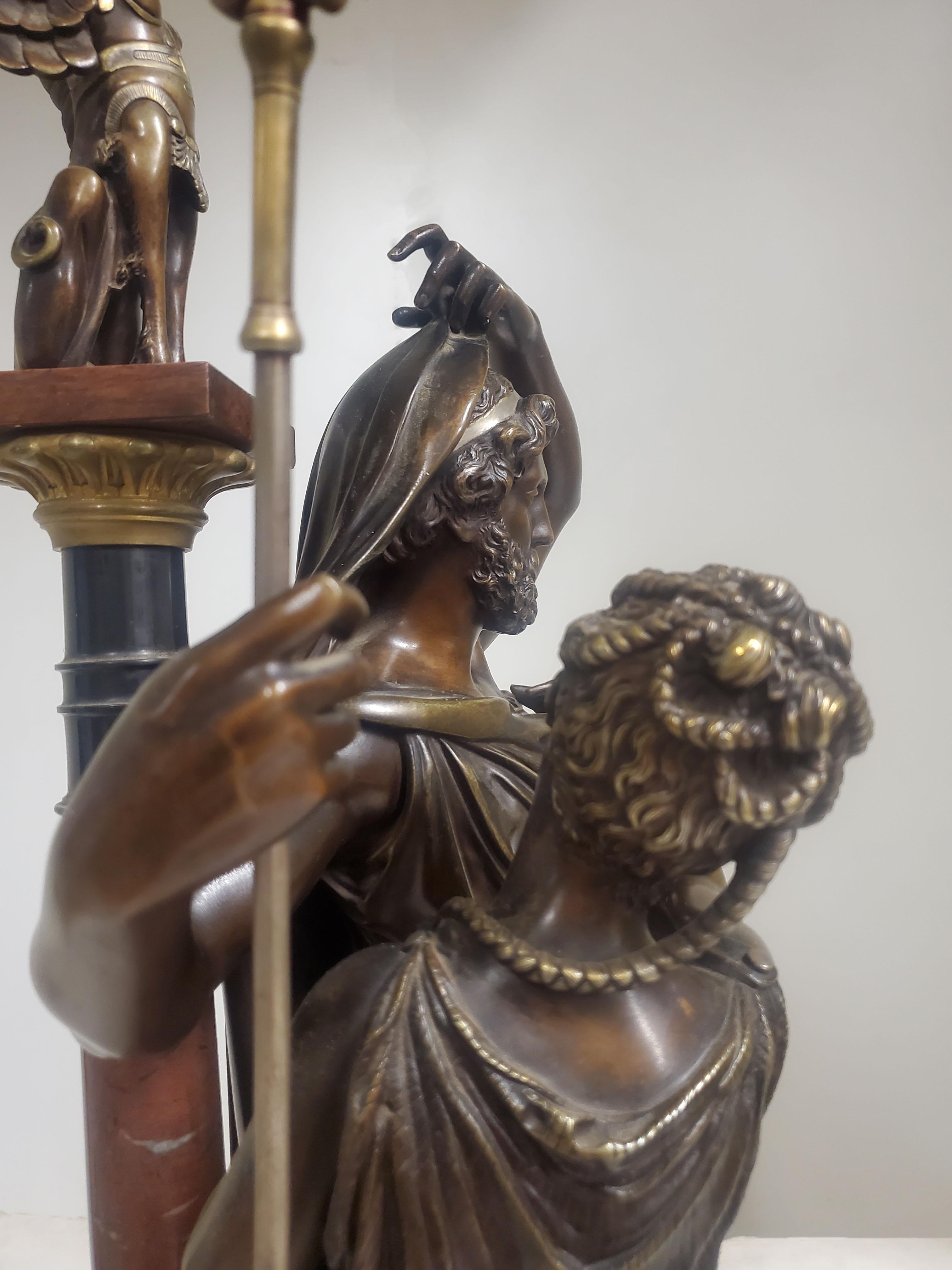 Grande sculpture française du 19ème siècle en argent et bronze doré représentant un homme et une femme en vente 4